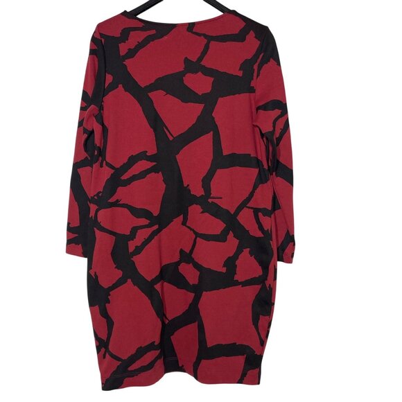 Chalet et Ceci Abstract Knit Stretch Sheath Dress Sz SM Contrast Pockets Artsy - Picture 2 of 8